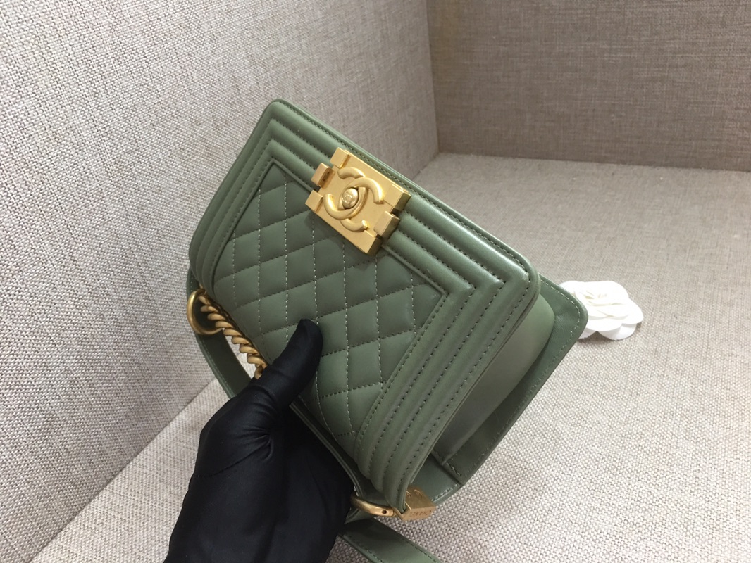 Lambskin Small Boy Handbag Flap Bag A67085 Dark Green